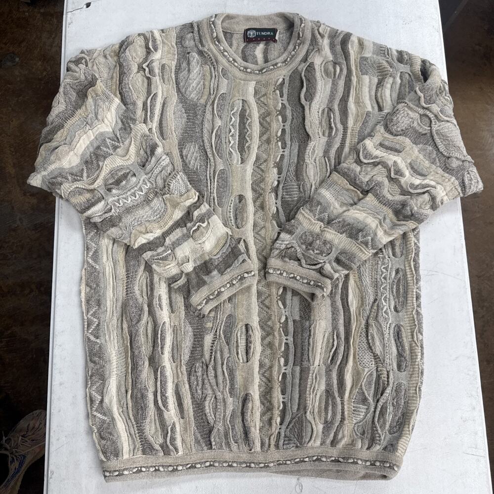 VINTAGE TUNDRA CANADA 3D Sweater Biggie Cosby Coogi Style Men’s Size 1X Cotton